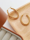 BROOK GOLD NON-TARNISH BRAIDED HOOP EARRING