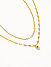 CERISE 18K GOLD NON-TARNISH CZ STONE STACKED NECKLACE