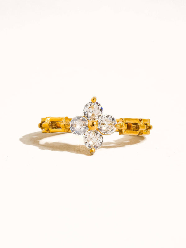 FINN 18K GOLD NON-TARNISH FLOWER CHAIN RING