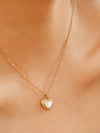 JENNIE-WHITE NON-TARNISH SHELL STONE HEART NECKLACE