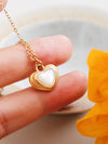 JENNIE-WHITE NON-TARNISH SHELL STONE HEART NECKLACE