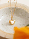 JENNIE-WHITE NON-TARNISH SHELL STONE HEART NECKLACE