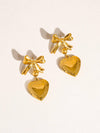 KERYN 18K NON-TARNISH HEART & BOW LOCKET EARRING