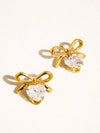 MELONIE 18K GOLD NON-TARNISH CZ HEART & BOW EARRING
