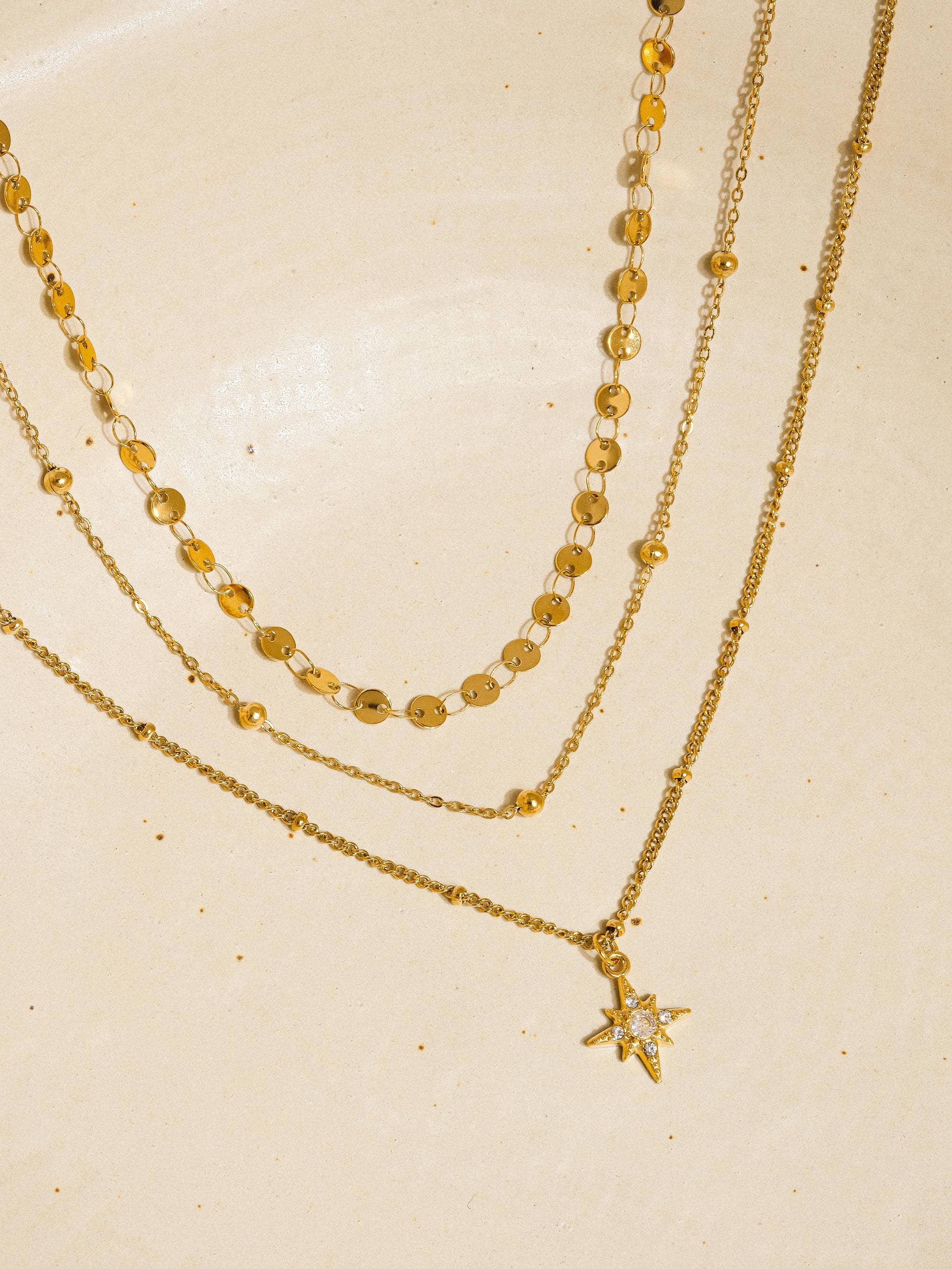 PASCAL 18K NON-TARNISH LAYERED CZ STAR NECKLACE