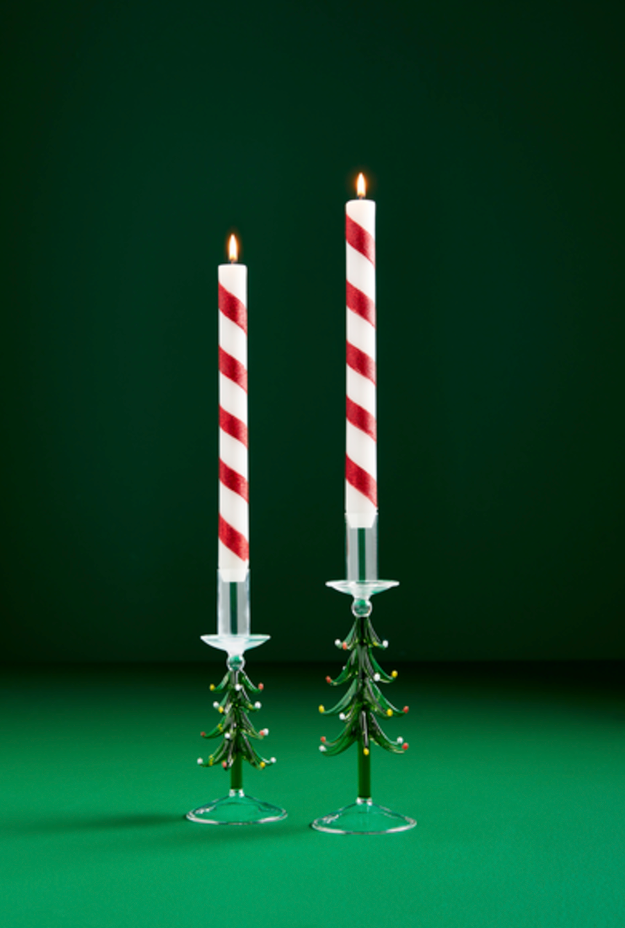 GLASS TREE TAPER HOLDERS