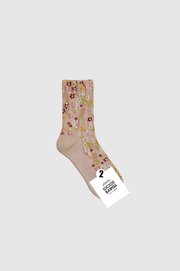 WOMEN'S CREW HARGA GARDEN FLOWER SOCKS-PINK
