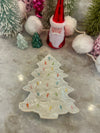 CERAMIC IRIDESCENT HOLIDAY TREE PLATE WHITE