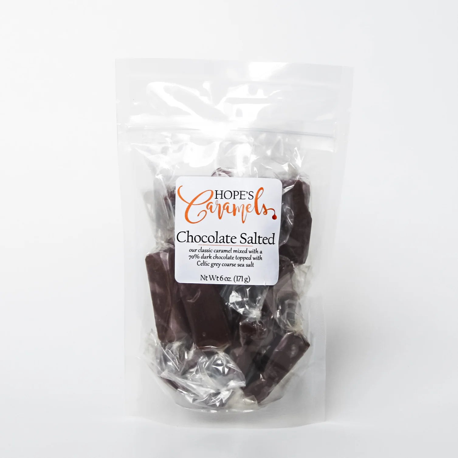HOPE'S LOCALLY MADE 4OZ CHOCOLATE SALTED CARAMELS