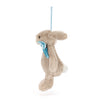 BASHFUL BEIGE BUNNY CHIRSTMAS DECORATION/ORNAMENT