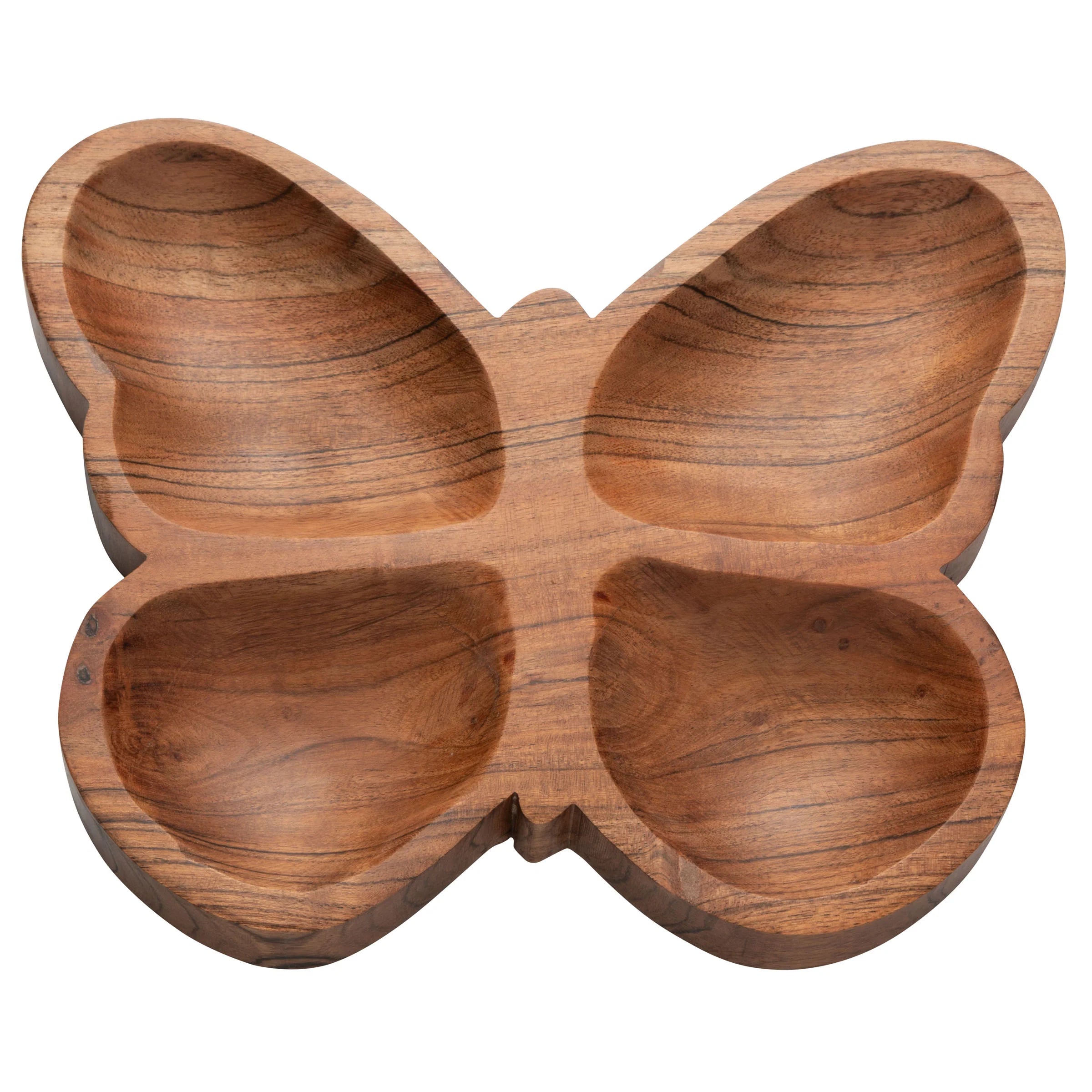 WOODEN BUTTERFLY SHAPE DISH/TRAY/BOWL