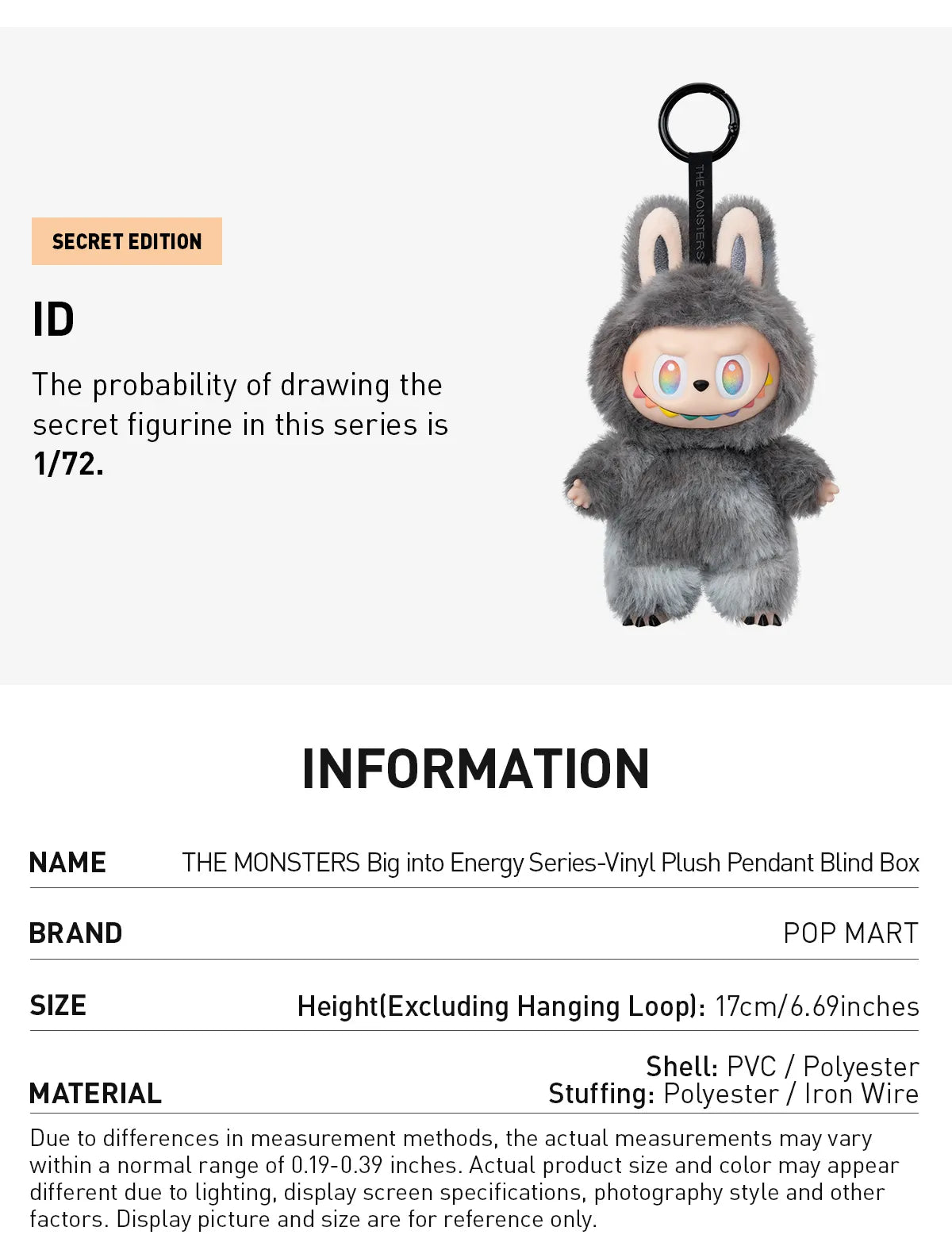 LABUBU STYLE THE MONSTERS BIG INTO ENERGY BAG KEYCHAIN: BOX
