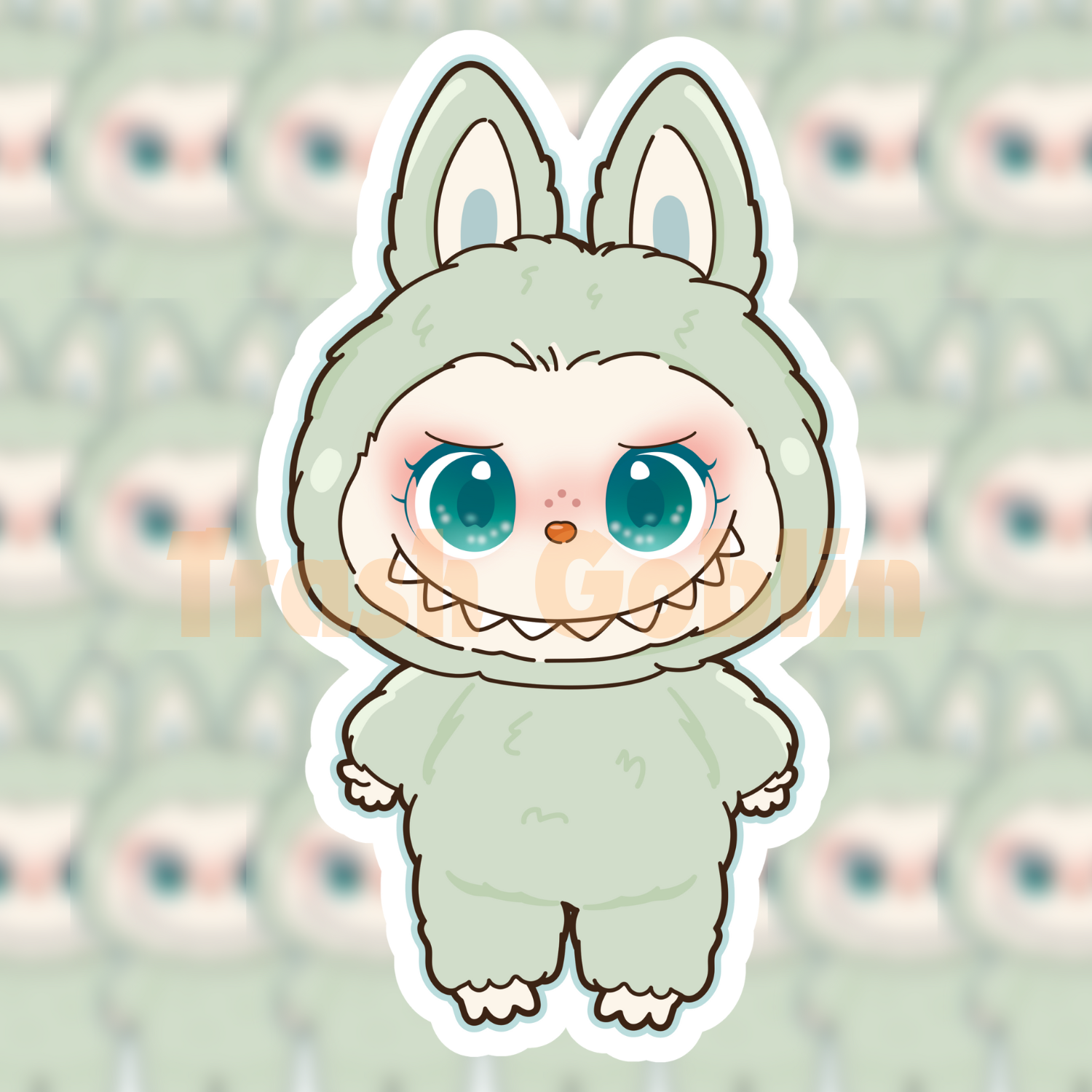 PASTEL GREEN LABUBU VINYL STICKER