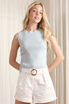 RIB BOAT NECK PULLOVER TOP
