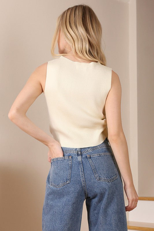 RIB BOAT NECK PULLOVER TOP