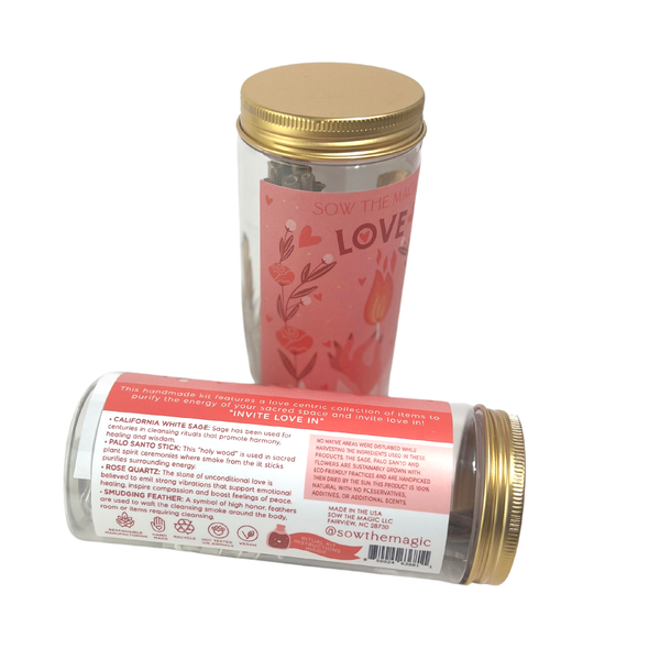 LOVE RITUAL KIT JAR WITH ROSE QUARTZ, PALO SANTO + SAGE