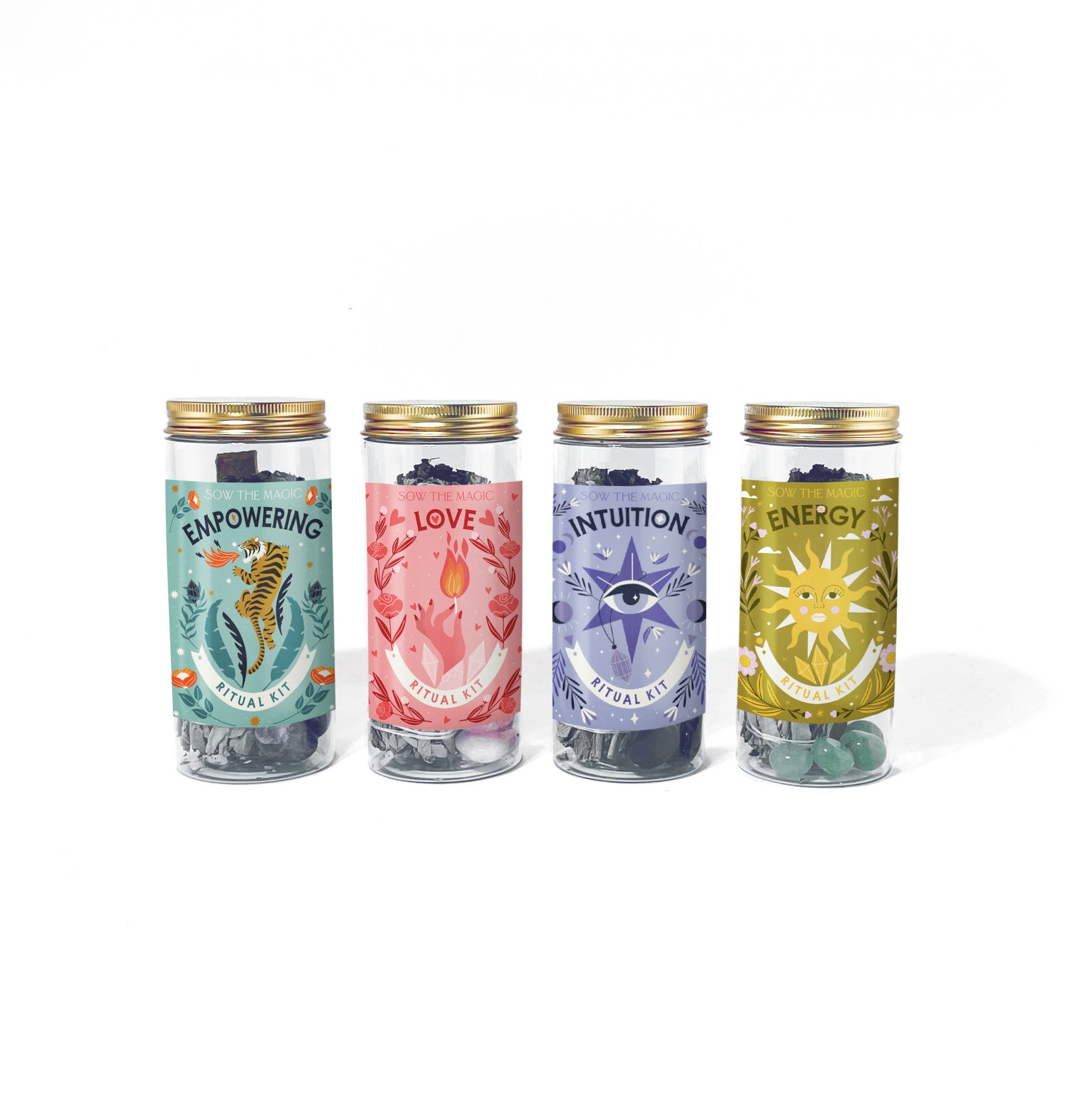 LOVE RITUAL KIT JAR WITH ROSE QUARTZ, PALO SANTO + SAGE