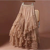 MESH RUFFLE MAXI SKIRT
