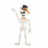A skeleton door hanger with an orange bow tie and a black top hat.