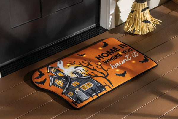 LED LIGHT-UP & SOUND HOME IS WHERE YOU HAUNT IT DOORMAT