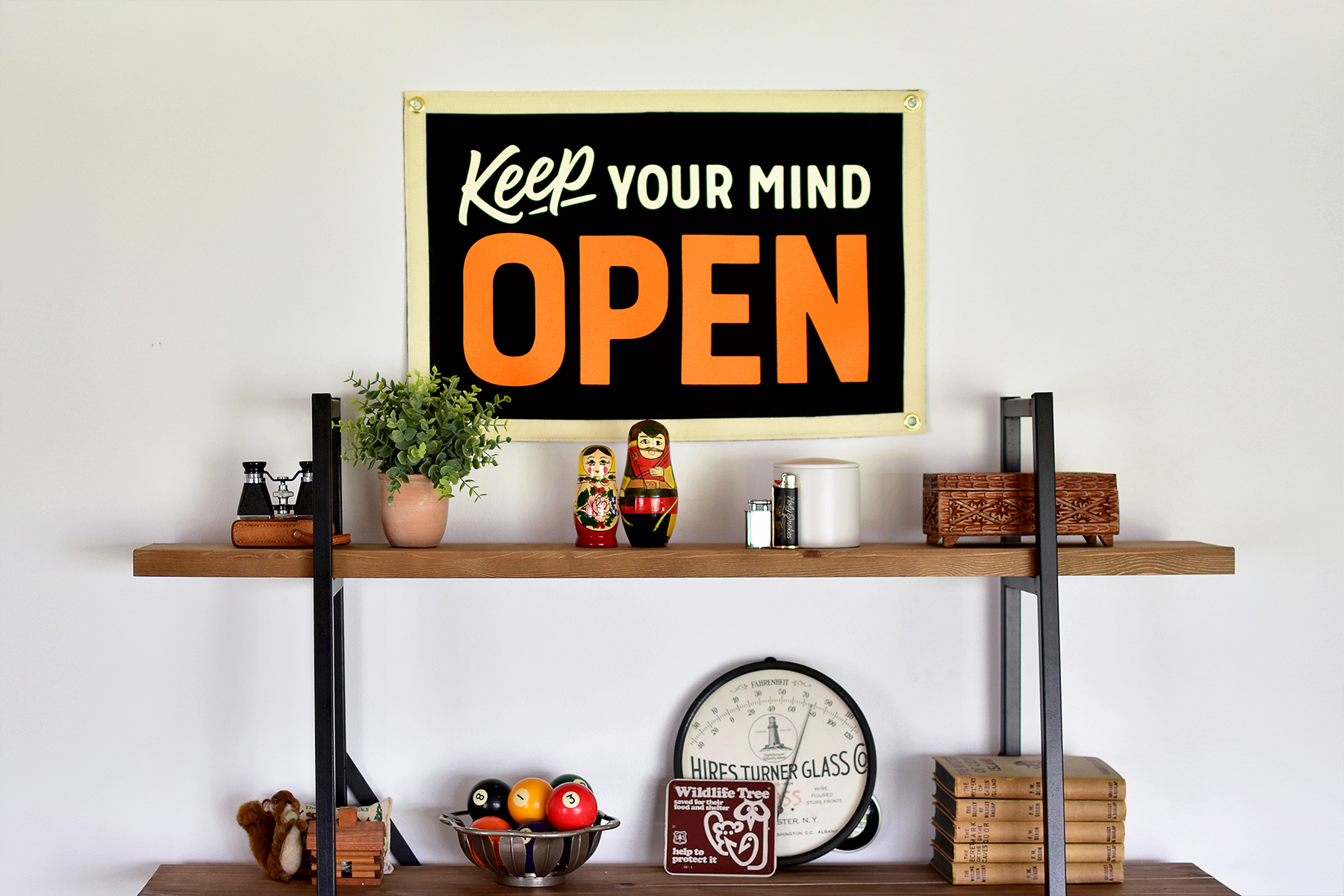 KEEP YOUR MIND OPEN CAMP FLAG