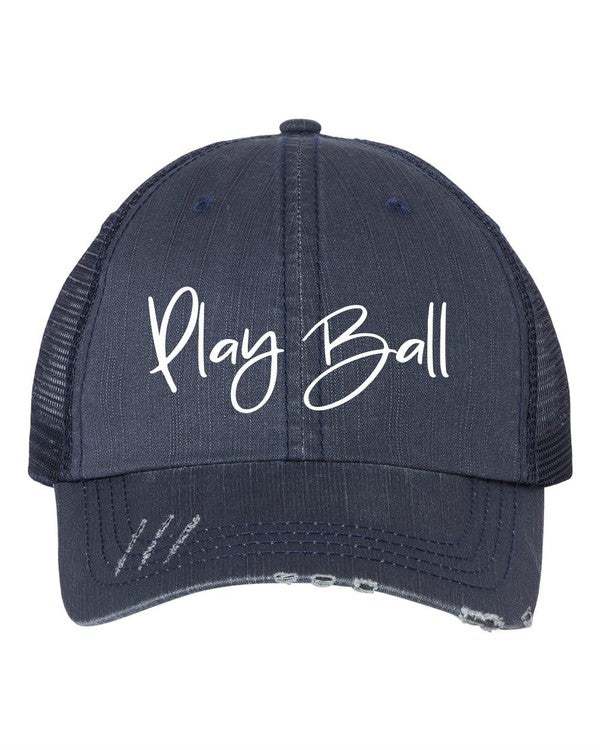 PLAY BALL EMBROIDERED TRUCKER HAT