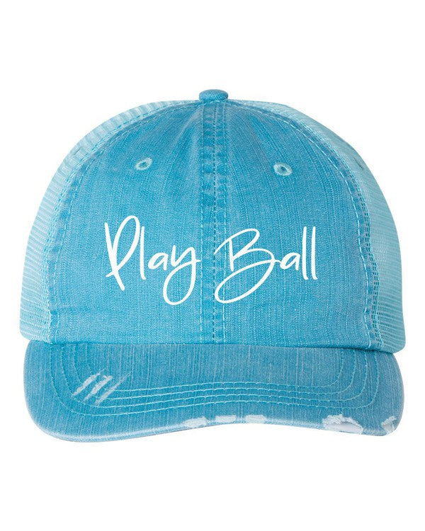 PLAY BALL EMBROIDERED TRUCKER HAT