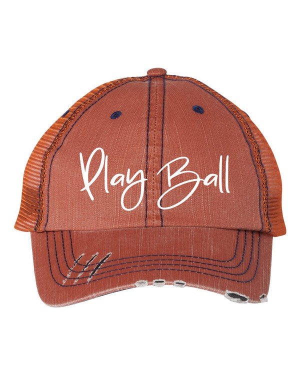 PLAY BALL EMBROIDERED TRUCKER HAT