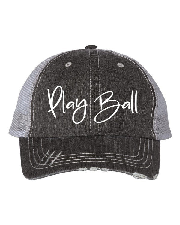 PLAY BALL EMBROIDERED TRUCKER HAT