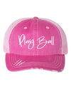 PLAY BALL EMBROIDERED TRUCKER HAT