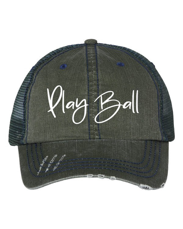 PLAY BALL EMBROIDERED TRUCKER HAT
