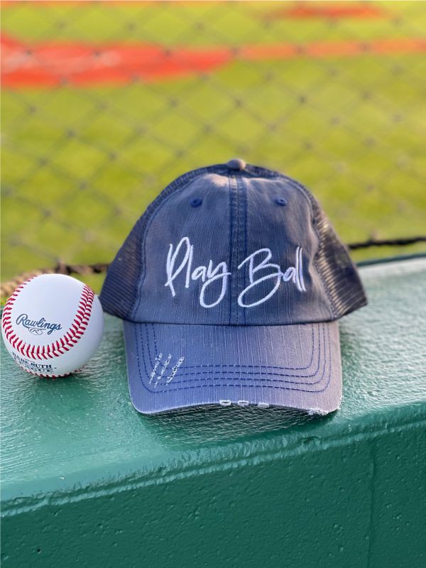 PLAY BALL EMBROIDERED TRUCKER HAT