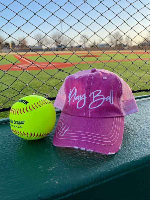 PLAY BALL EMBROIDERED TRUCKER HAT