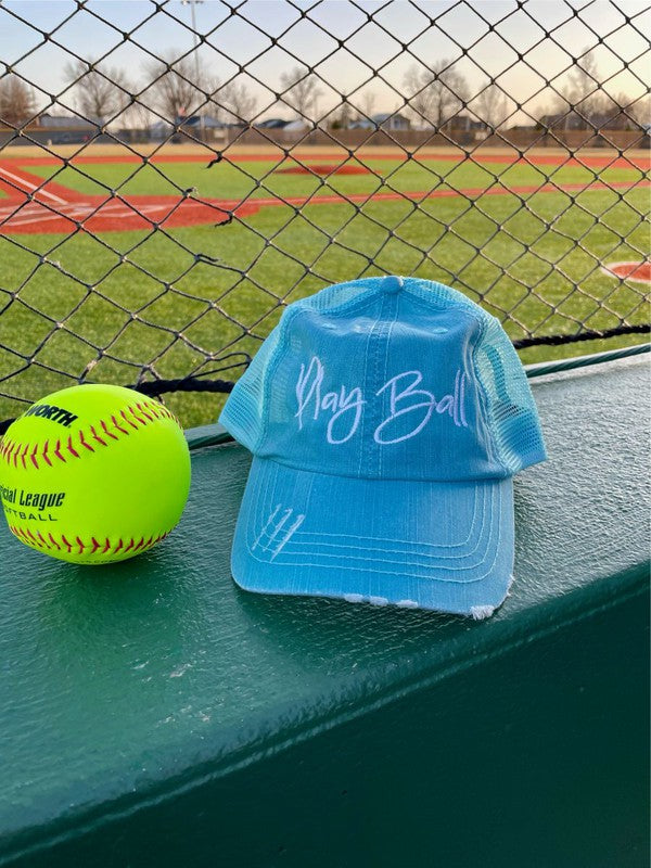 PLAY BALL EMBROIDERED TRUCKER HAT