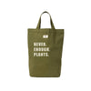 NEVER ENOUGH PLANTS. - CANVAS TOTE BAG - OLIVE