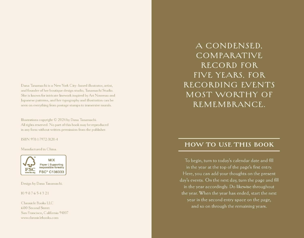 Book interior with text on a green and beige background