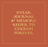Brown book cover with gold text '5-Year Journal & Memory Keeper to Cherish Forever'