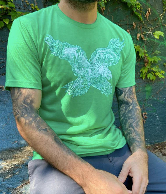 PHILADELPHIA EAGLES SKYLINE KELLY GREEN UNISEX T-SHIRT