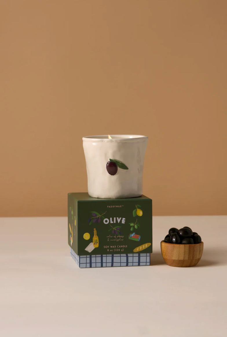 BISTRO 8 OZ WHITE CERAMIC CANLDE | FIG & OLIVE