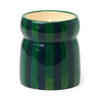CABANA 6.5 OZ GREEN AND NAVY STRIPED CERAMIC CANDLE - BALSAM & FIR