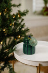 CABANA 6.5 OZ GREEN AND NAVY STRIPED CERAMIC CANDLE - BALSAM & FIR