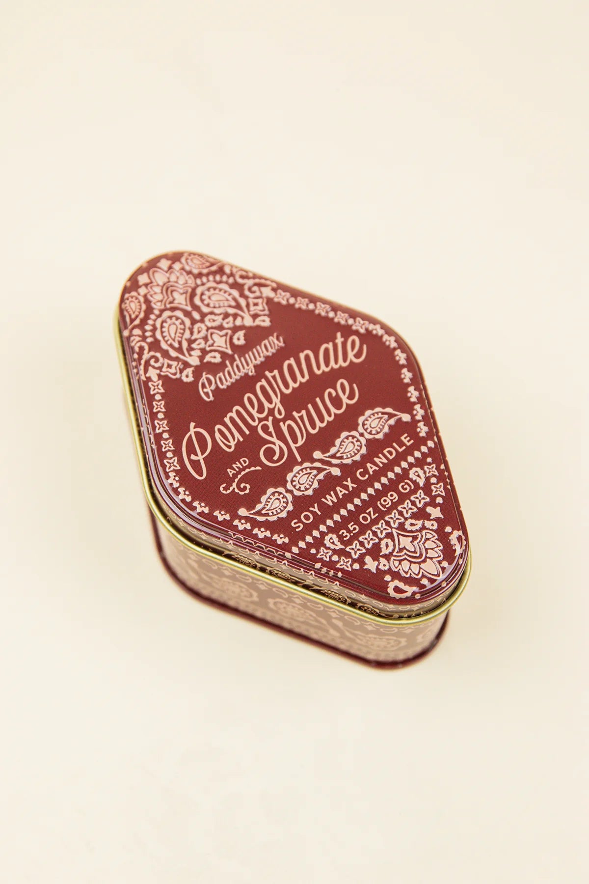 STATION 3.5 OZ RED BANDANA PATTERNED TIN - POMEGRANATE SPRUCE