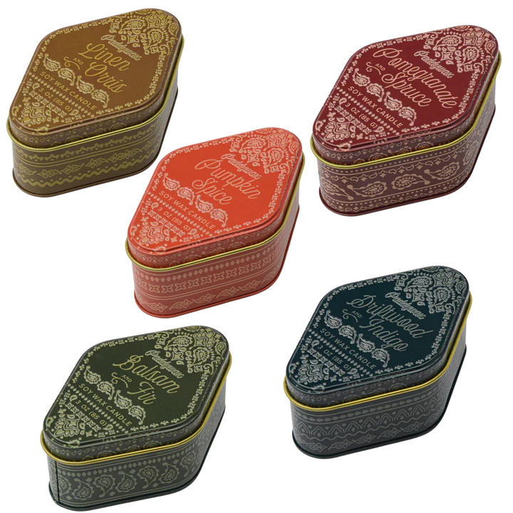 STATION 3.5 OZ ORANGE BANDANA PATTERNED TIN - PUMPKIN SPICE