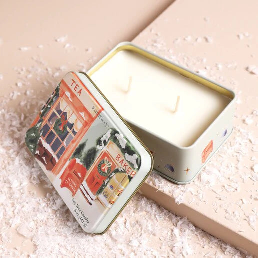 SWEET ORANGE & FIR TIN STOREFRONT SCENE CANDLE 5OZ