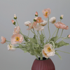 22'' SINGLE FLOCKED FLORAL POPPY SPRAY, COLORFUL SILK POPPIES: LIGHT PINK