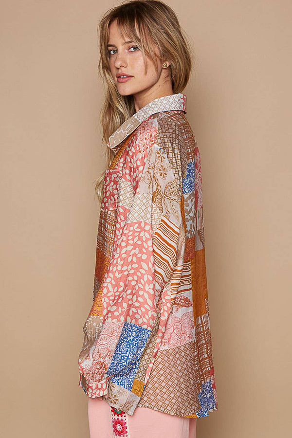 OVERSIZE MULTICOLOR BUTTON DOWN