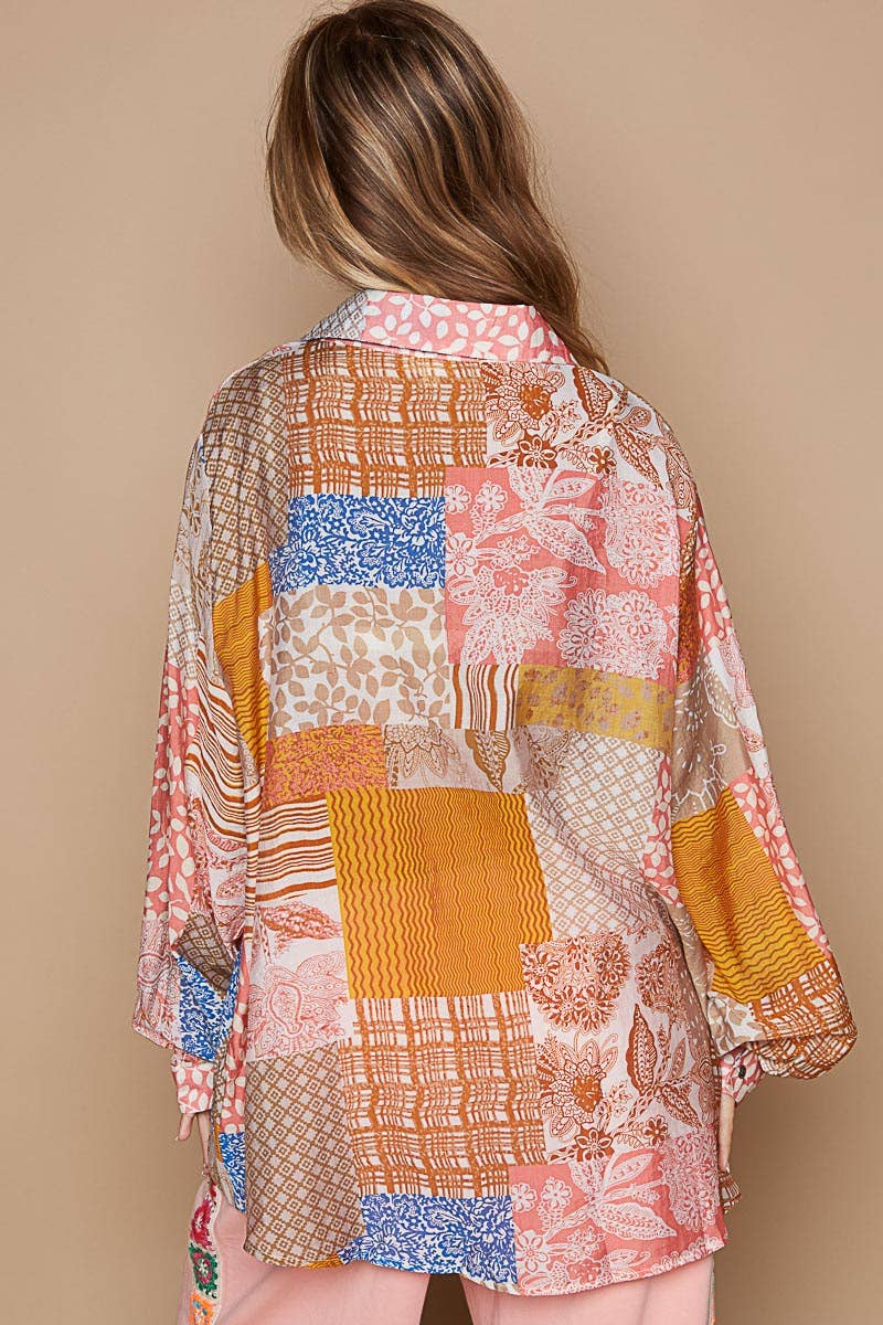 OVERSIZE MULTICOLOR BUTTON DOWN