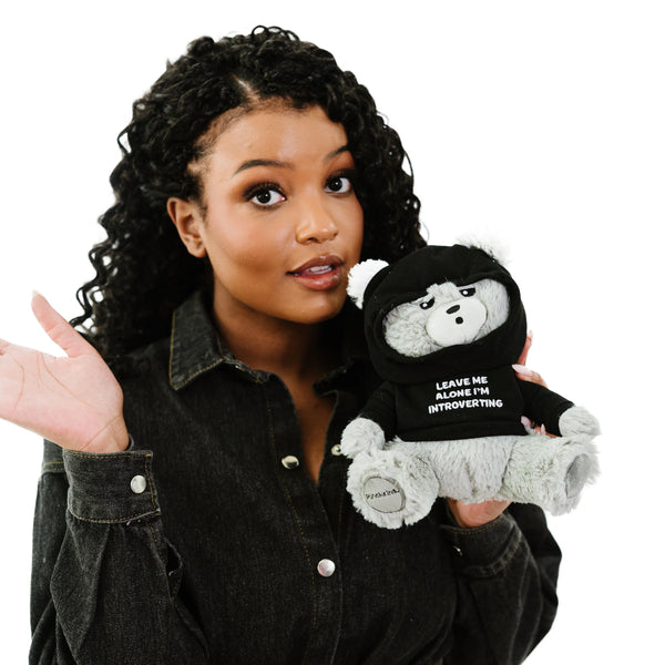 "LEAVE ME ALONE. I'M INTROVERTING" TEDDY BEAR PLUSHIE