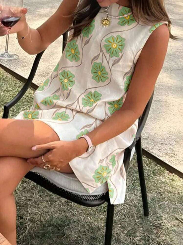 FLORAL PRINT SLEEVELESS MINI DRESS