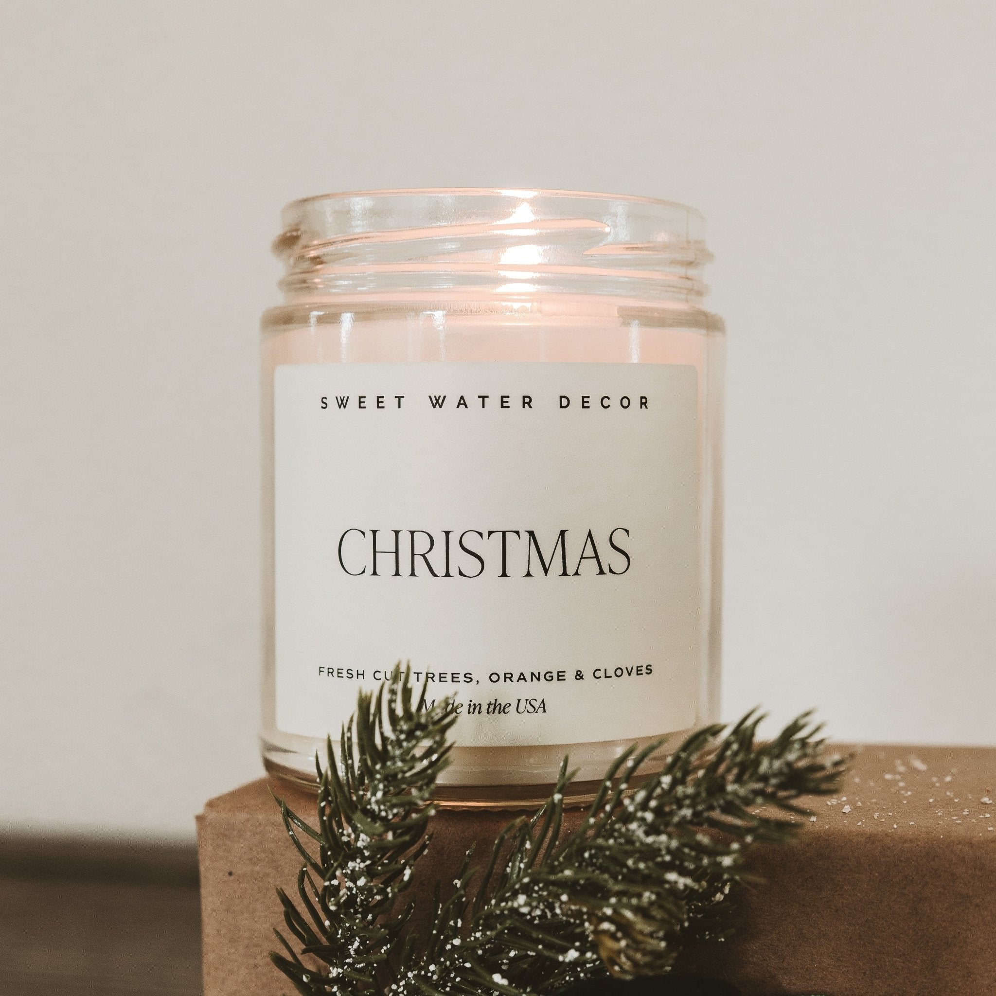 CHRISTMAS SOY CANDLE - CLEAR JAR - 9 OZ